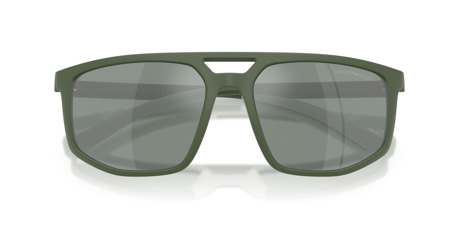 Occhiali da sole Emporio Armani EA 4248U (625930) colore agave opaco forma aviator lenti verde specchiato argento