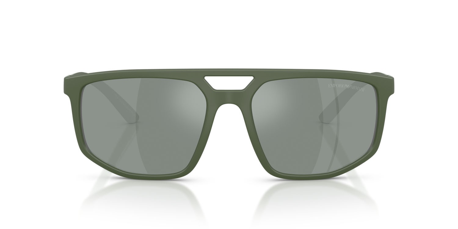 Occhiali da sole Emporio Armani EA 4248U (625930) colore agave opaco forma aviator lenti verde specchiato argento