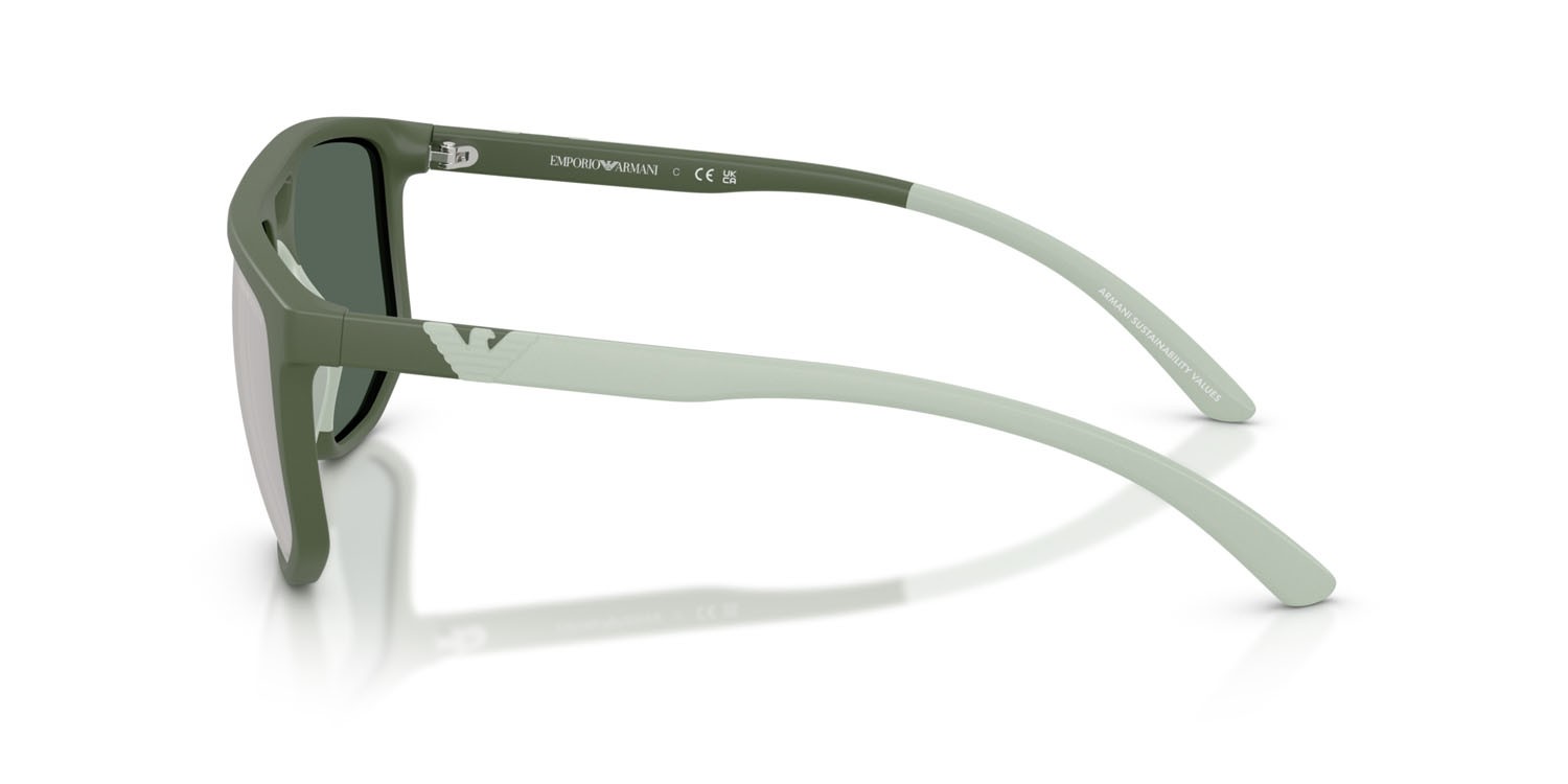 Occhiali da sole Emporio Armani EA 4248U (625930) colore agave opaco forma aviator lenti verde specchiato argento