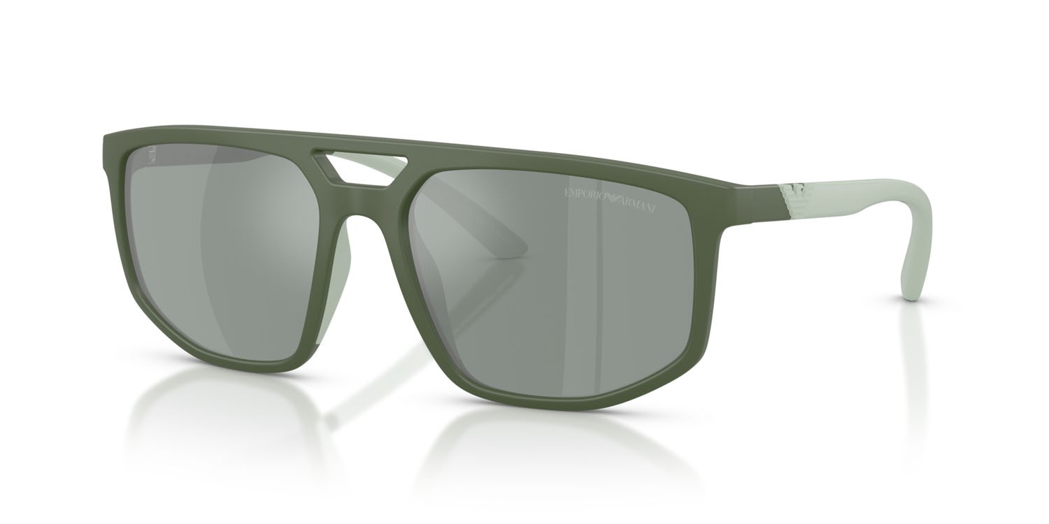 Occhiali da sole Emporio Armani EA 4248U (625930) colore agave opaco forma aviator lenti verde specchiato argento