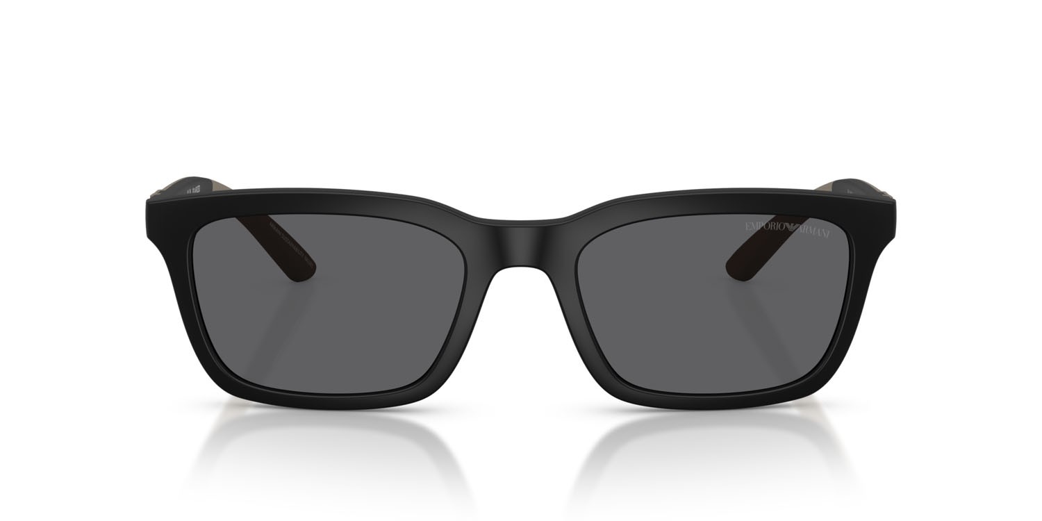 Occhiali da sole Emporio Armani EA 4249U (500181) colore nero opaco forma rettangolare lenti polar grigio