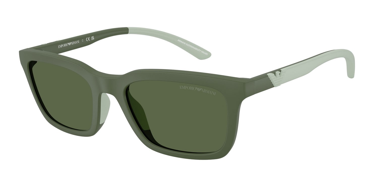 Occhiali da sole Emporio Armani EA 4249U (625971) colore agave opaco forma rettangolare lenti verde scuro