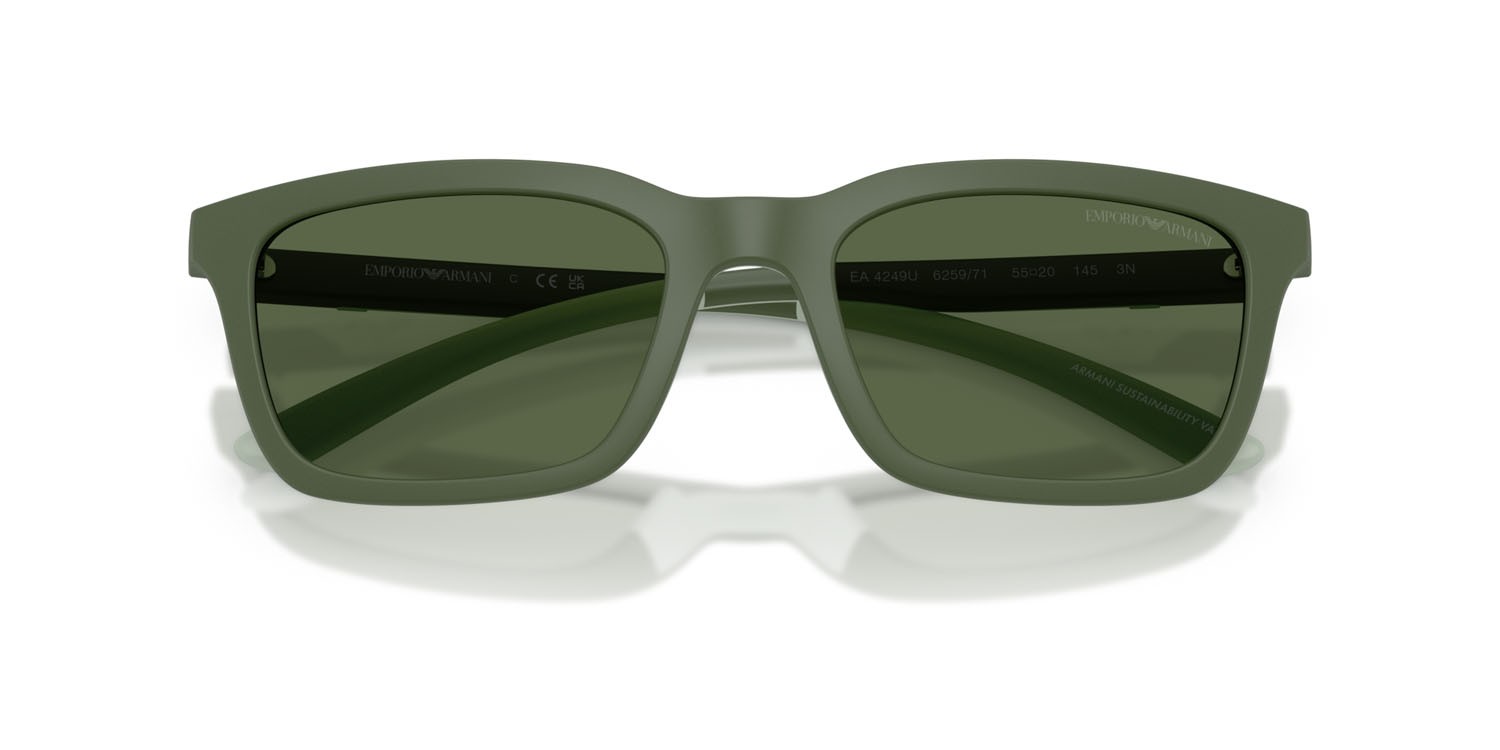 Occhiali da sole Emporio Armani EA 4249U (625971) colore agave opaco forma rettangolare lenti verde scuro