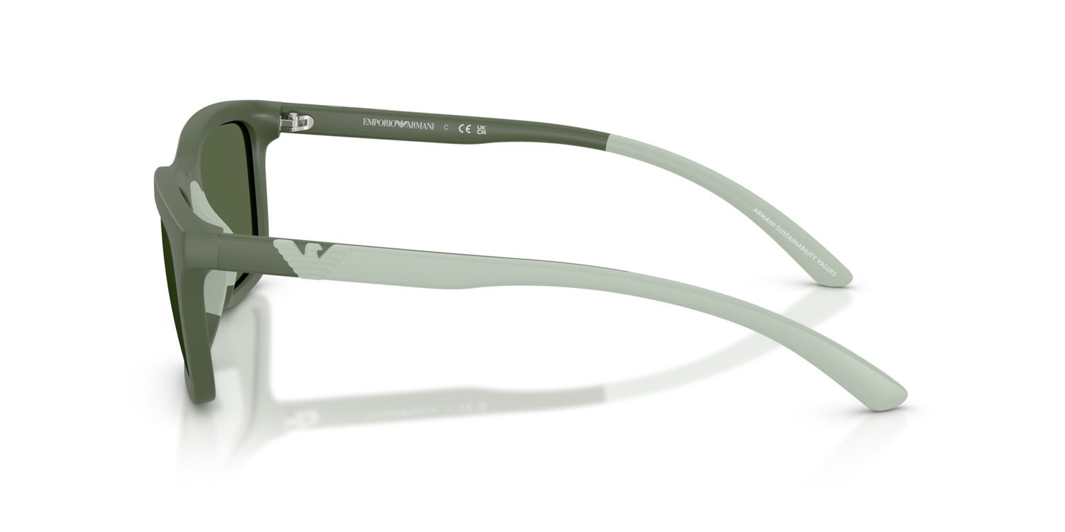 Occhiali da sole Emporio Armani EA 4249U (625971) colore agave opaco forma rettangolare lenti verde scuro