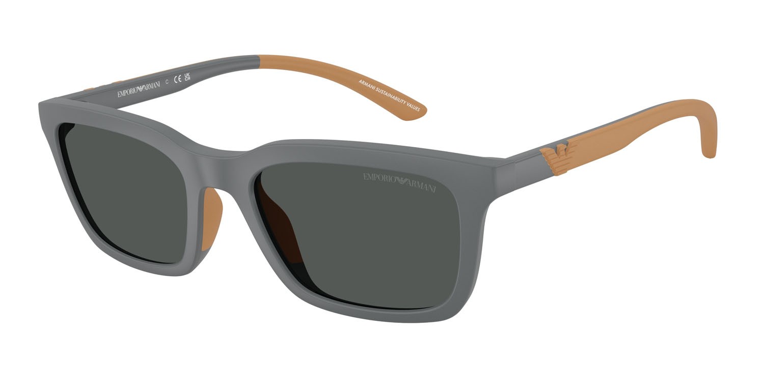 Occhiali da sole Emporio Armani EA 4249U (626187) colore grigio opaco forma rettangolare lenti grigio scuro