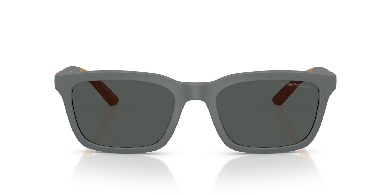 Occhiali da sole Emporio Armani EA 4249U (626187) colore grigio opaco forma rettangolare lenti grigio scuro