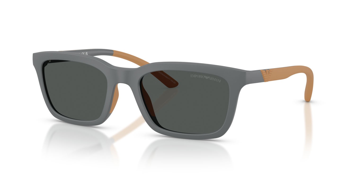 Occhiali da sole Emporio Armani EA 4249U (626187) colore grigio opaco forma rettangolare lenti grigio scuro