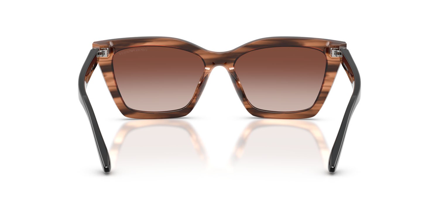 Sunglasses Emporio Armani EA 4250U (626613) color marrone brillante striato shape butterfly lenses marrone sfumato
