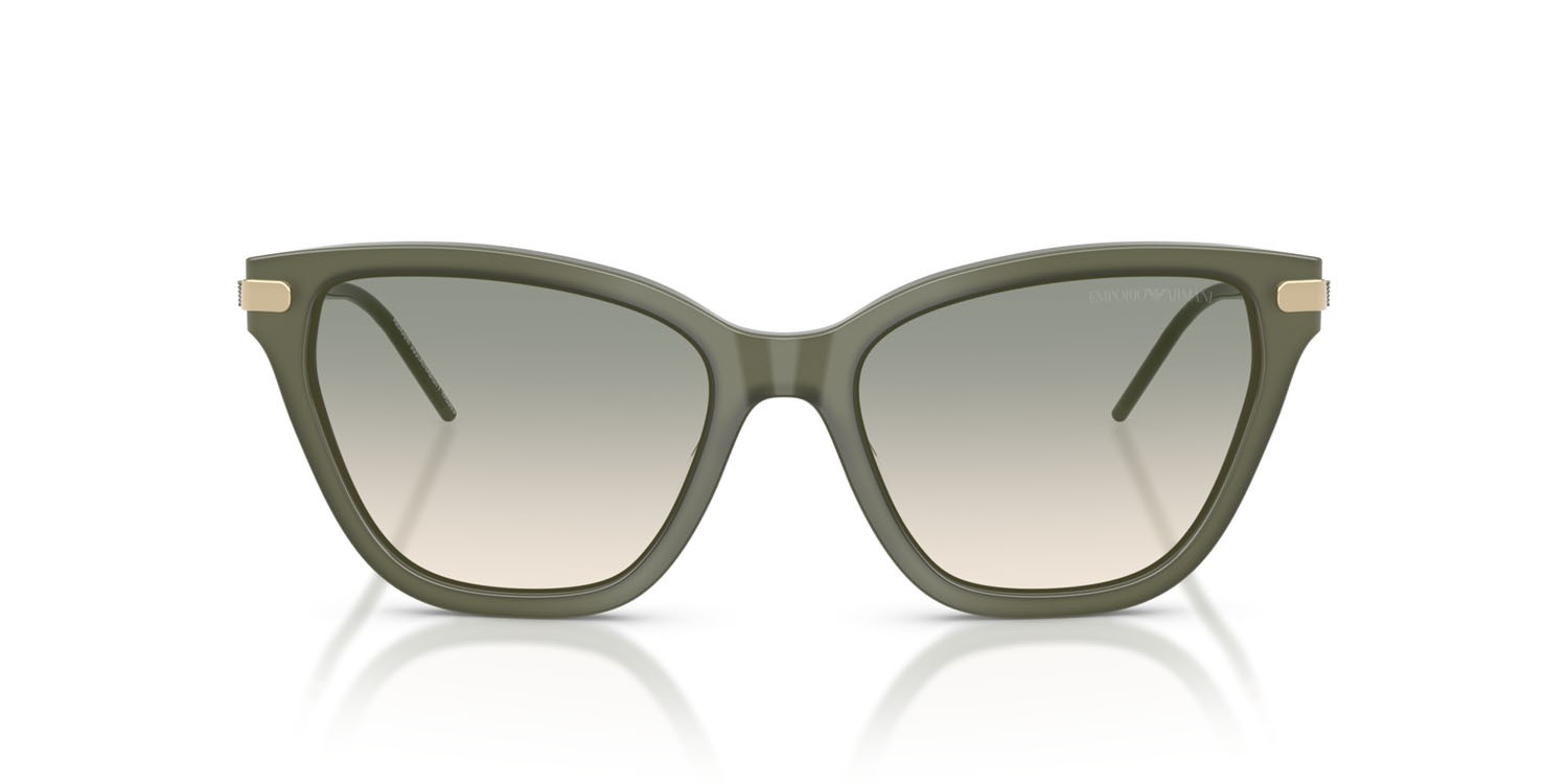 Sunglasses Emporio Armani EA 4251 (62642C) color shiny opal green shape cat eye lenses marrone sfumato verde chiaro