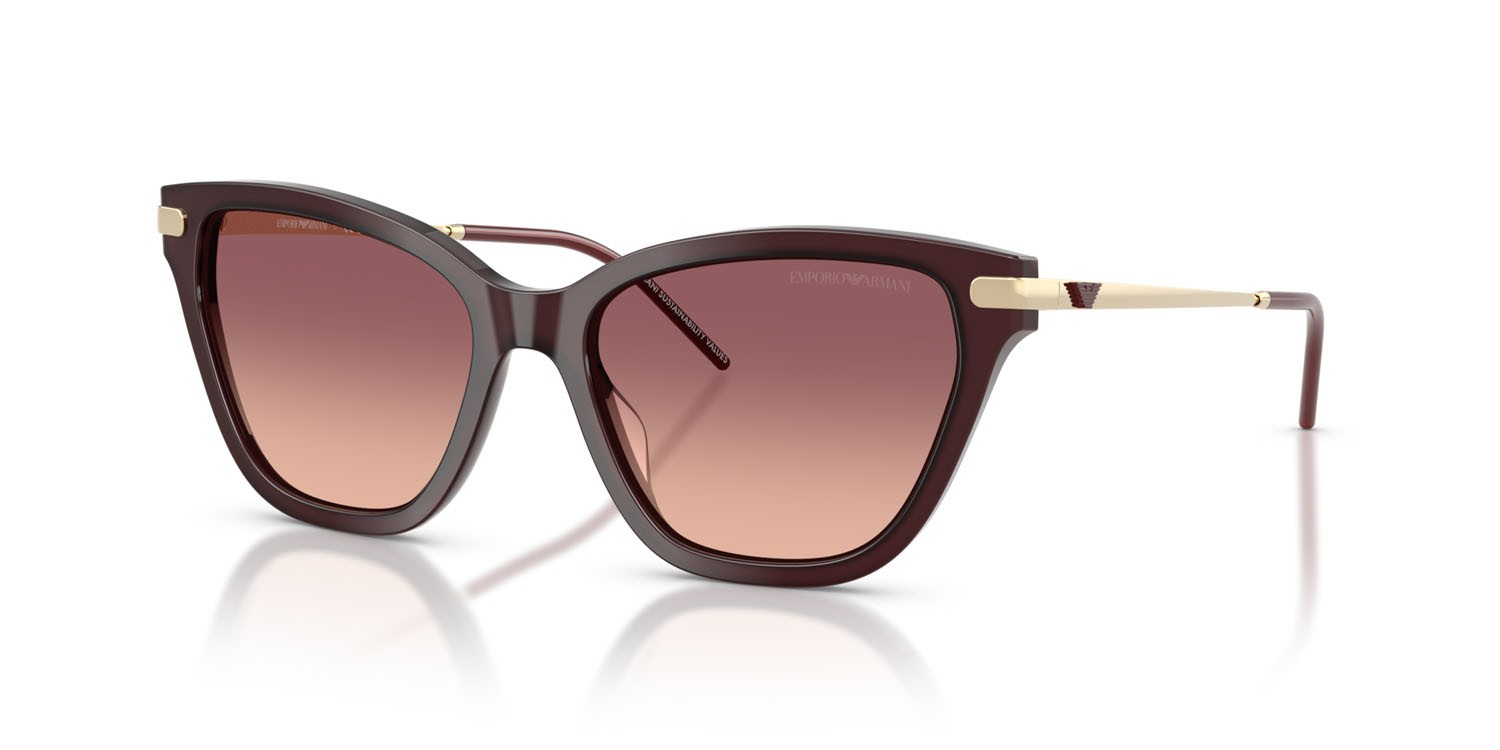 Sunglasses Emporio Armani EA 4251 (62658D) color opale lucido bordeaux shape cat eye lenses rosa sfumato viola