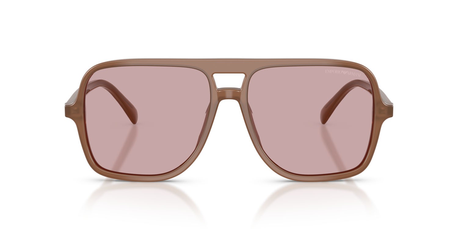 Sonnenbrillen Emporio Armani EA 4252U (627173) farbe opalino lucido marrone chiaro form aviator gläser rosa