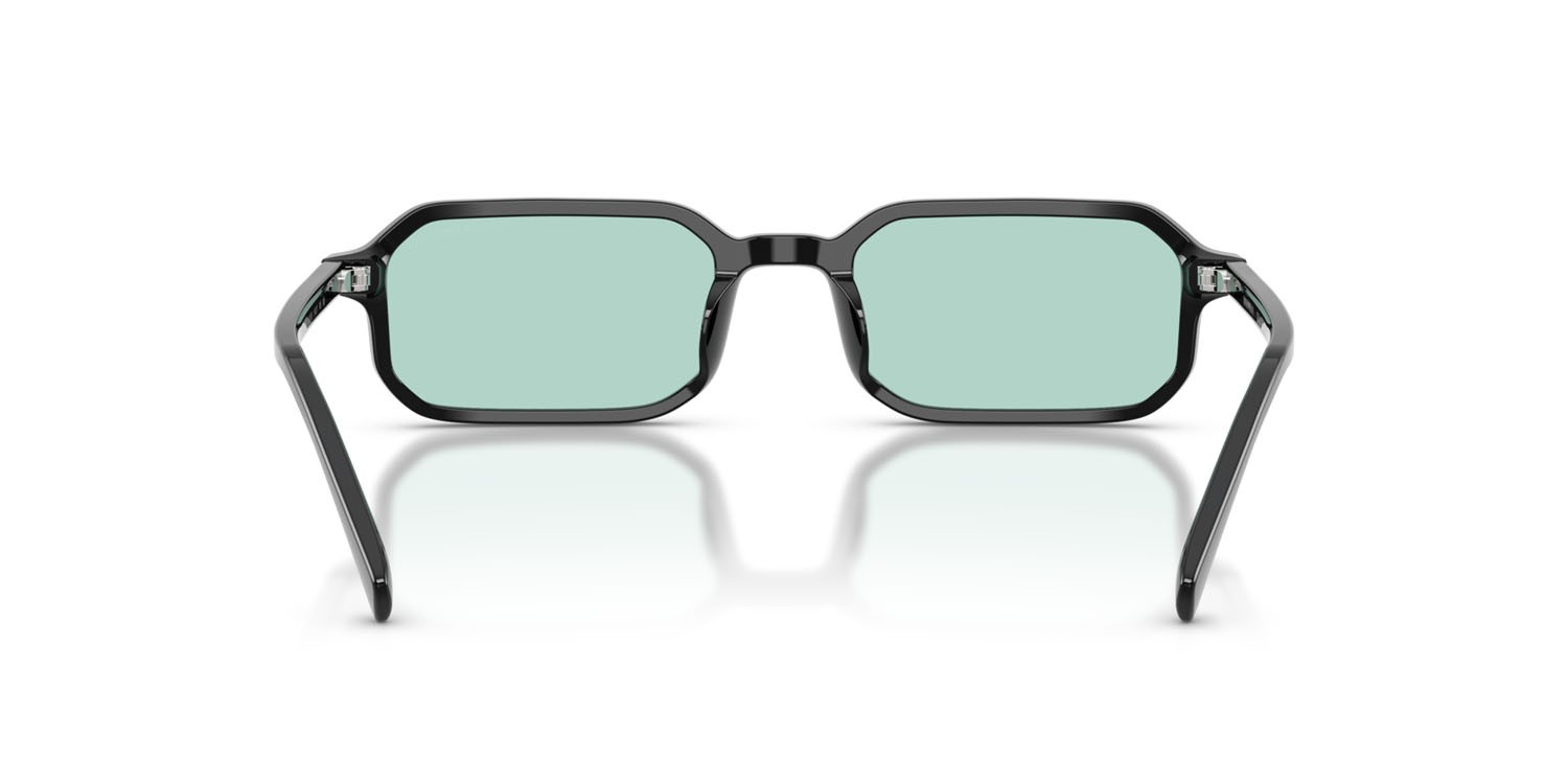 Occhiali da sole Emporio Armani EA 4253U (501765) colore nero lucido forma rettangolare lenti azzurro chiaro