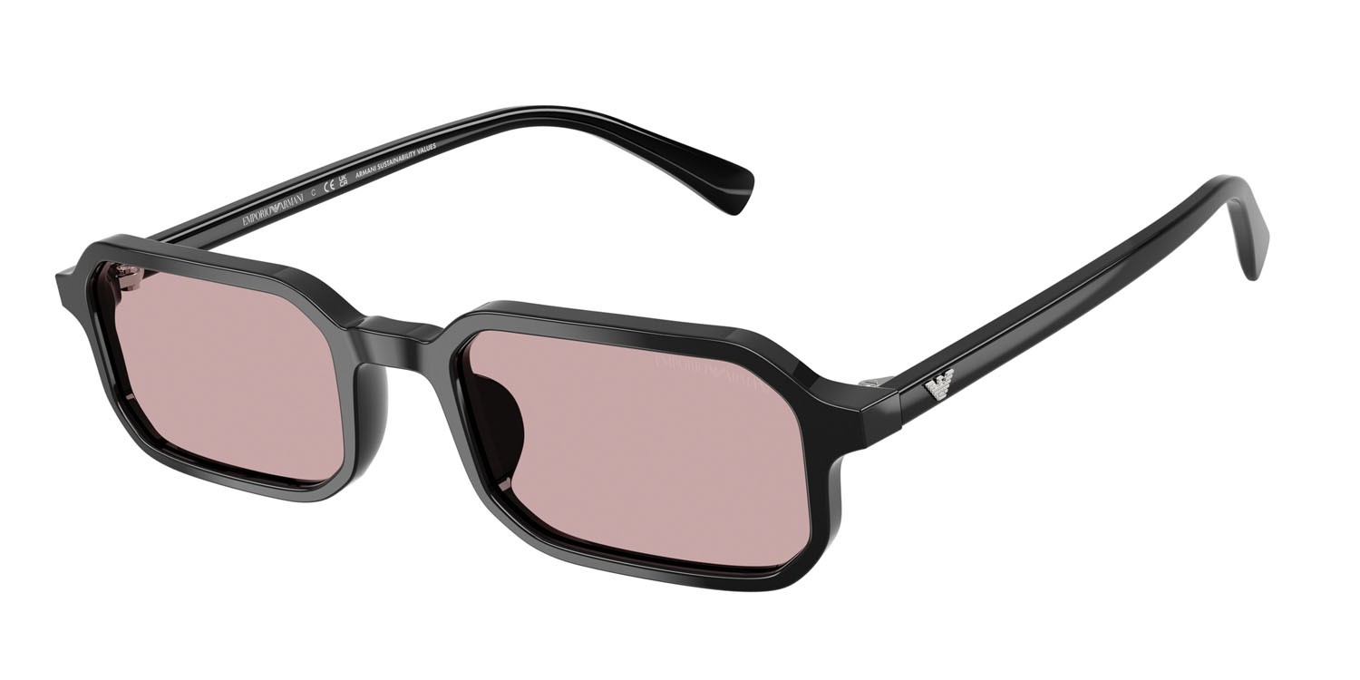 Sunglasses Emporio Armani EA 4253U (501773) color nero lucido shape rectangle lenses rosa