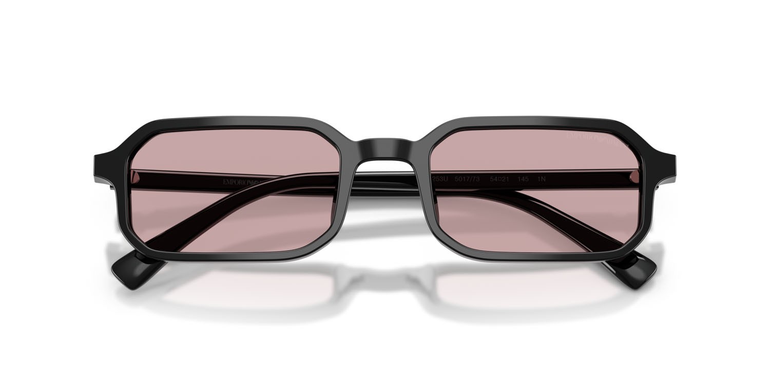 Sunglasses Emporio Armani EA 4253U (501773) color nero lucido shape rectangle lenses rosa