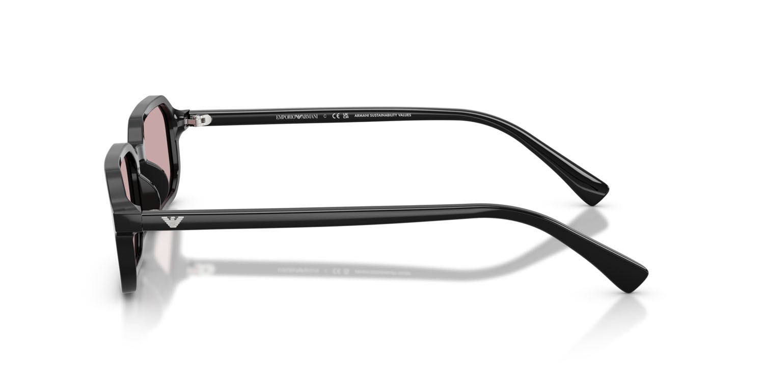 Sunglasses Emporio Armani EA 4253U (501773) color nero lucido shape rectangle lenses rosa