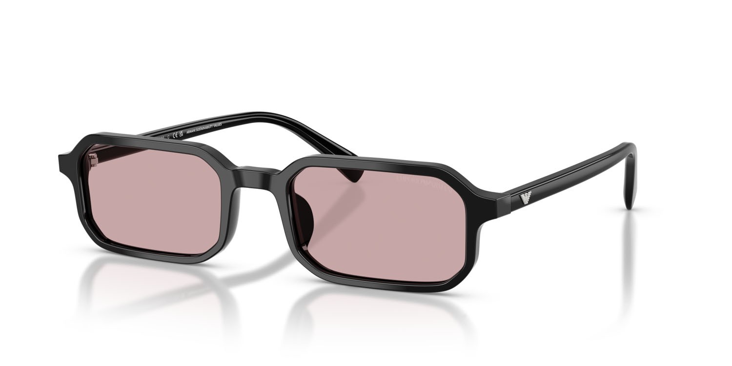 Sunglasses Emporio Armani EA 4253U (501773) color nero lucido shape rectangle lenses rosa