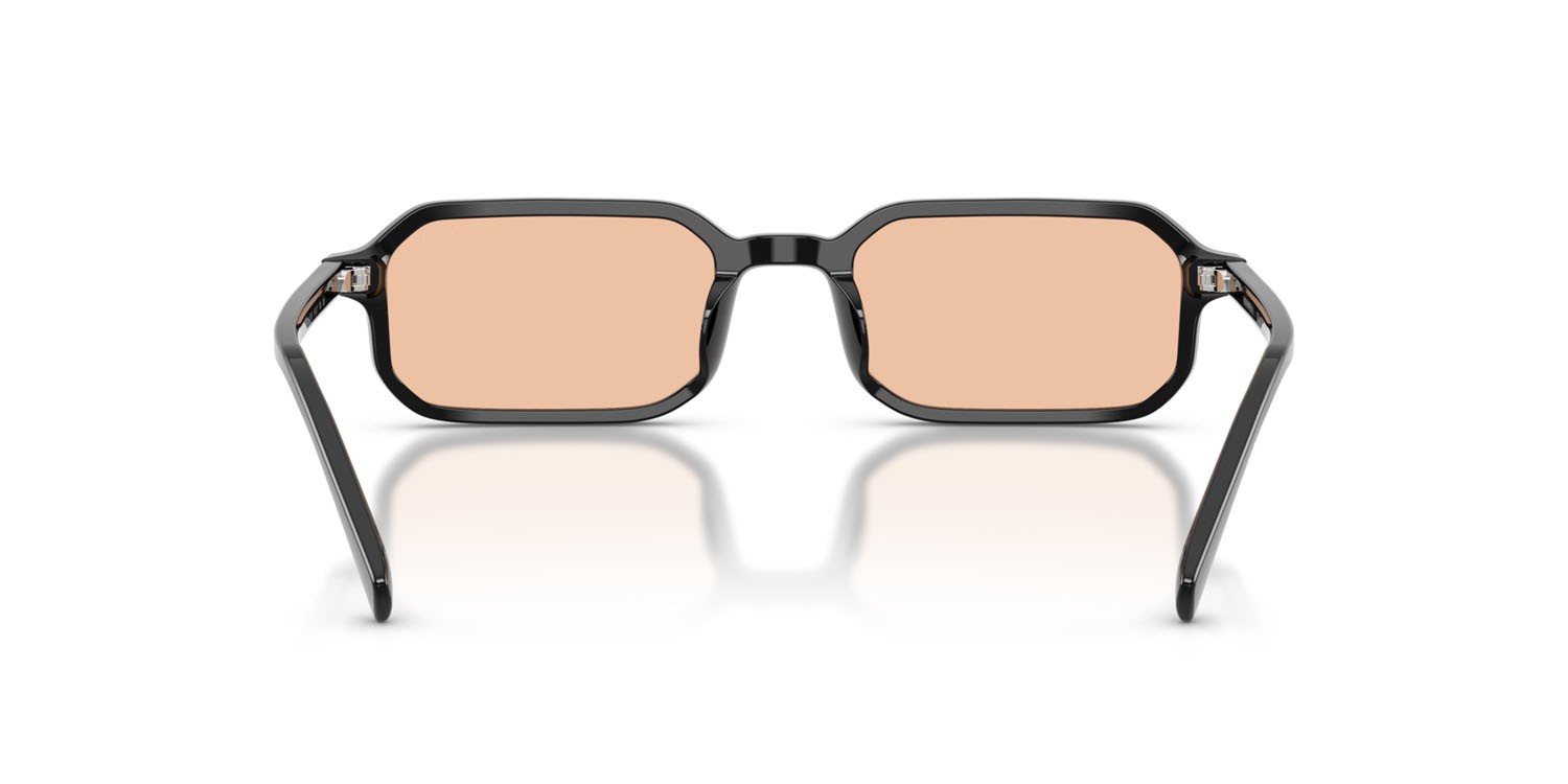 Occhiali da sole Emporio Armani EA 4253U (501793) colore nero lucido forma rettangolare lenti arancione chiaro