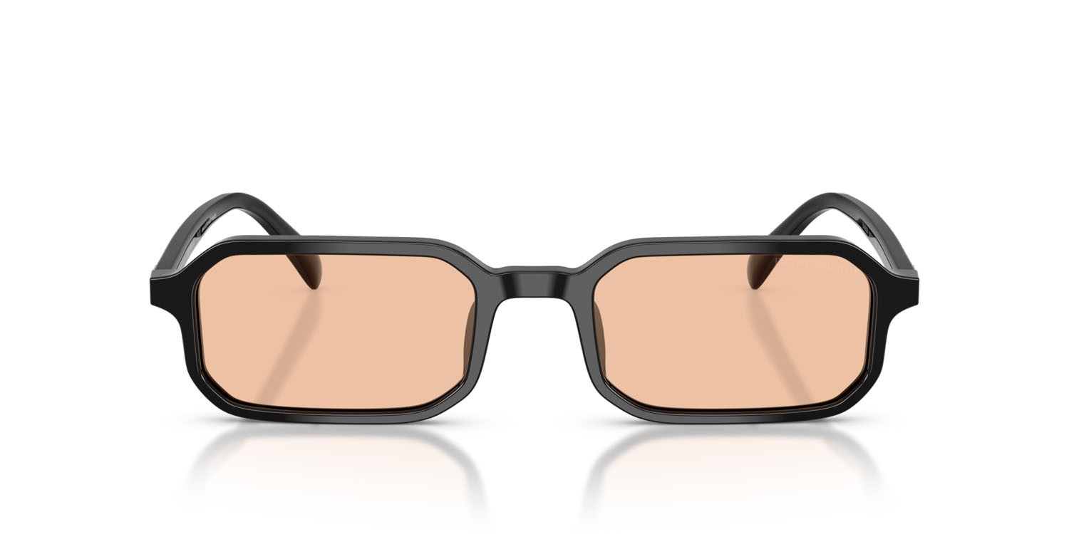 Occhiali da sole Emporio Armani EA 4253U (501793) colore nero lucido forma rettangolare lenti arancione chiaro