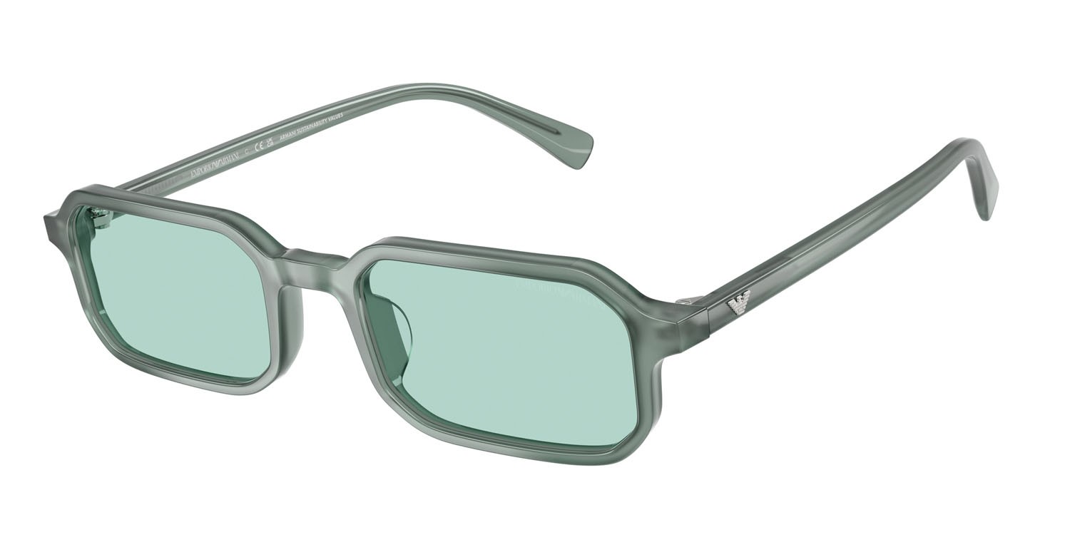 Occhiali da sole Emporio Armani EA 4253U (627065) colore celeste opalino brillante forma rettangolare lenti azzurro chiaro