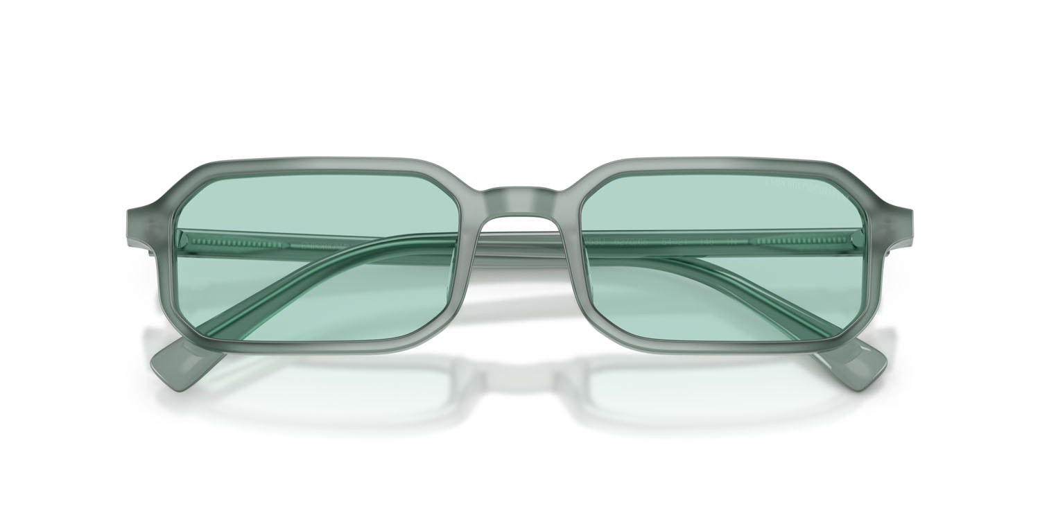Occhiali da sole Emporio Armani EA 4253U (627065) colore celeste opalino brillante forma rettangolare lenti azzurro chiaro