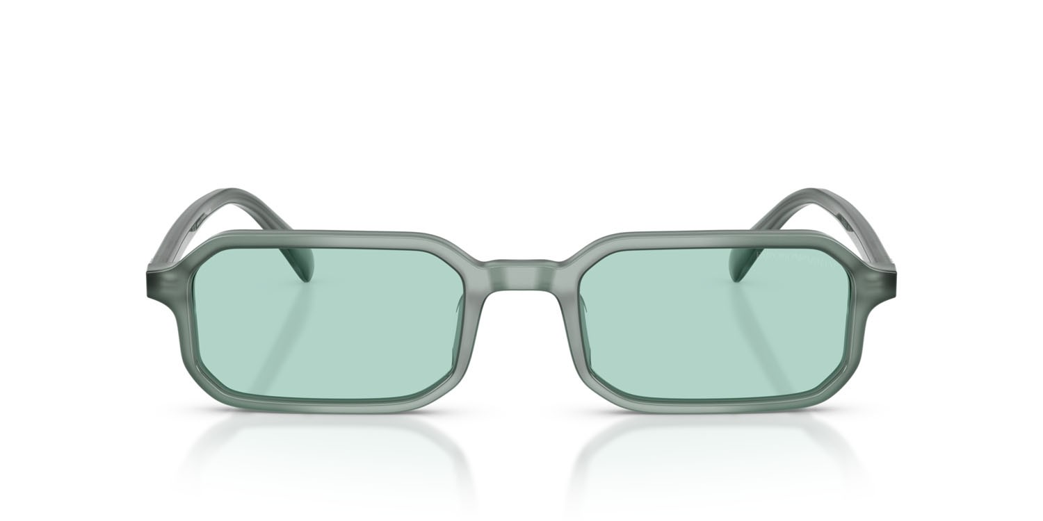 Occhiali da sole Emporio Armani EA 4253U (627065) colore celeste opalino brillante forma rettangolare lenti azzurro chiaro