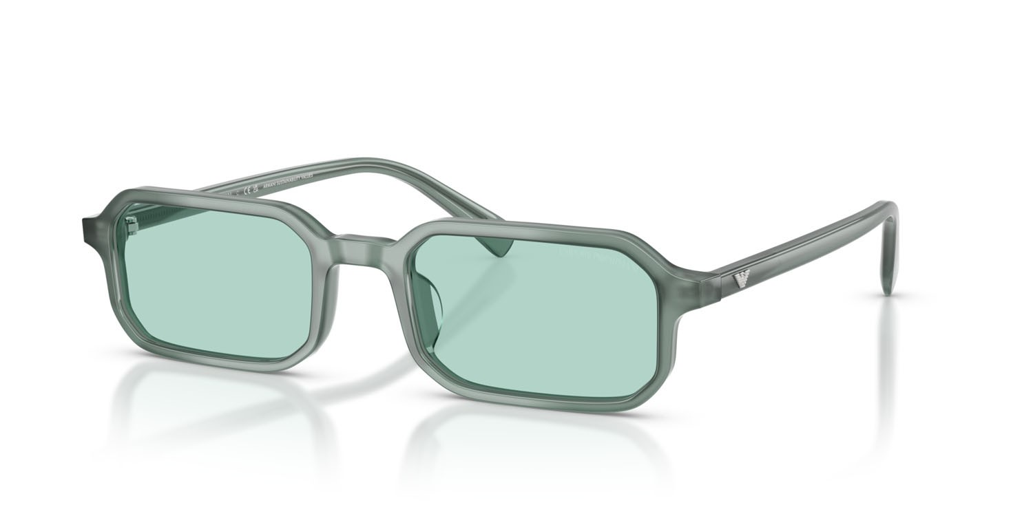 Occhiali da sole Emporio Armani EA 4253U (627065) colore celeste opalino brillante forma rettangolare lenti azzurro chiaro