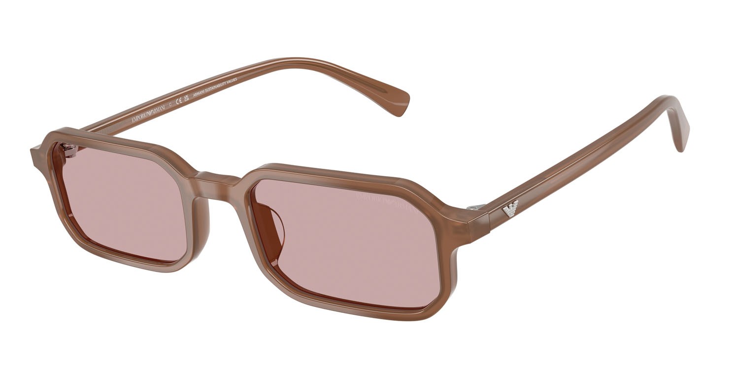 Occhiali da sole Emporio Armani EA 4253U (627173) colore opalino lucido marrone chiaro forma rettangolare lenti rosa