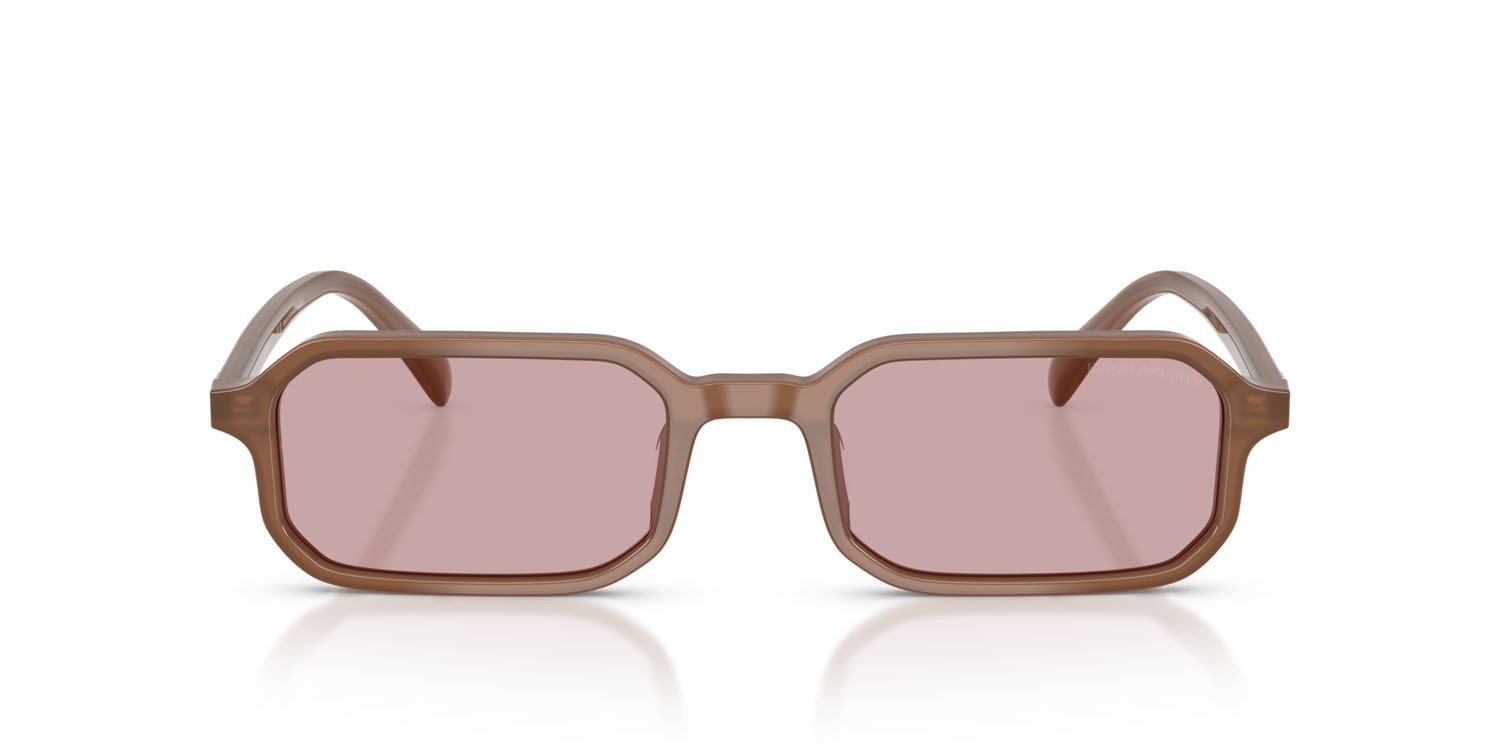 Occhiali da sole Emporio Armani EA 4253U (627173) colore opalino lucido marrone chiaro forma rettangolare lenti rosa