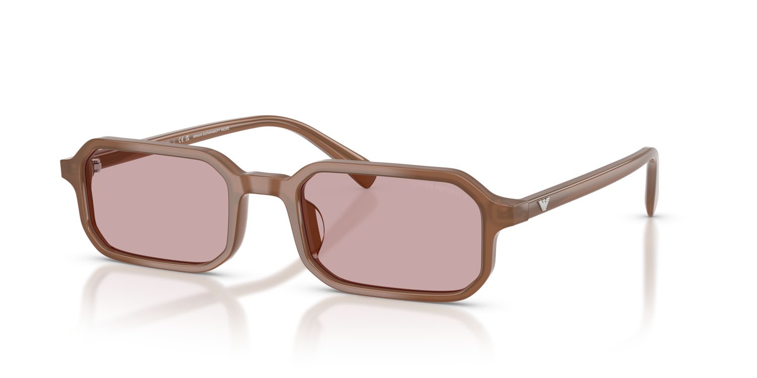Occhiali da sole Emporio Armani EA 4253U (627173) colore opalino lucido marrone chiaro forma rettangolare lenti rosa
