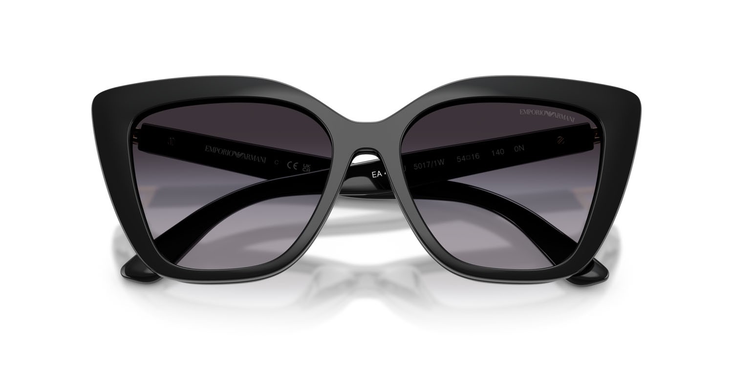 Sunglasses Emporio Armani EA 4254U (50171W) color nero lucido shape cat eye lenses trasparente