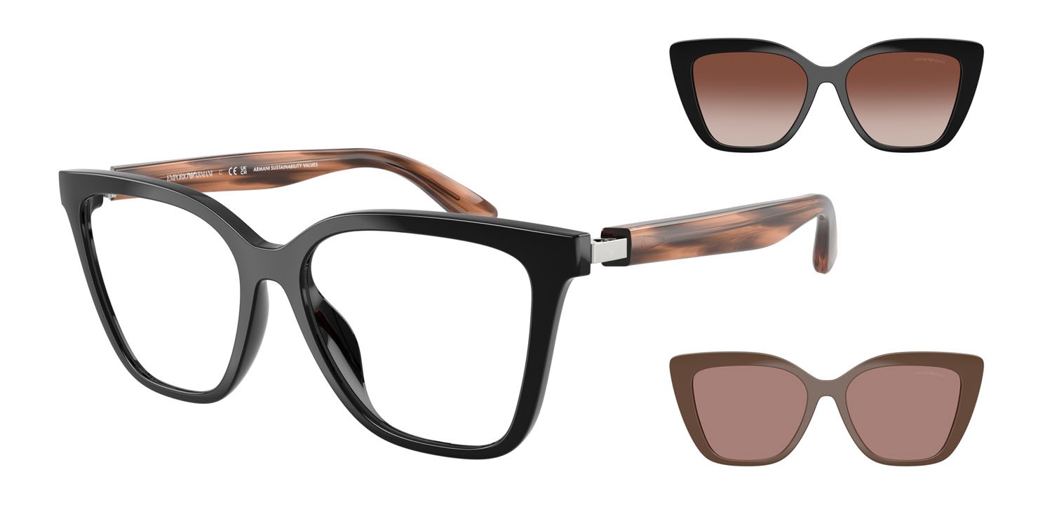 Sunglasses Emporio Armani EA 4254U (62661W) color nero lucido shape cat eye lenses trasparente