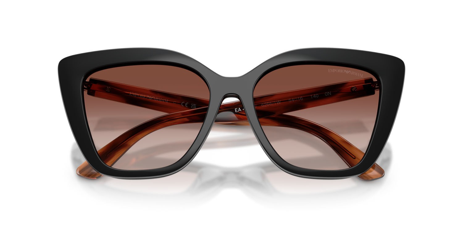 Sunglasses Emporio Armani EA 4254U (62661W) color nero lucido shape cat eye lenses trasparente