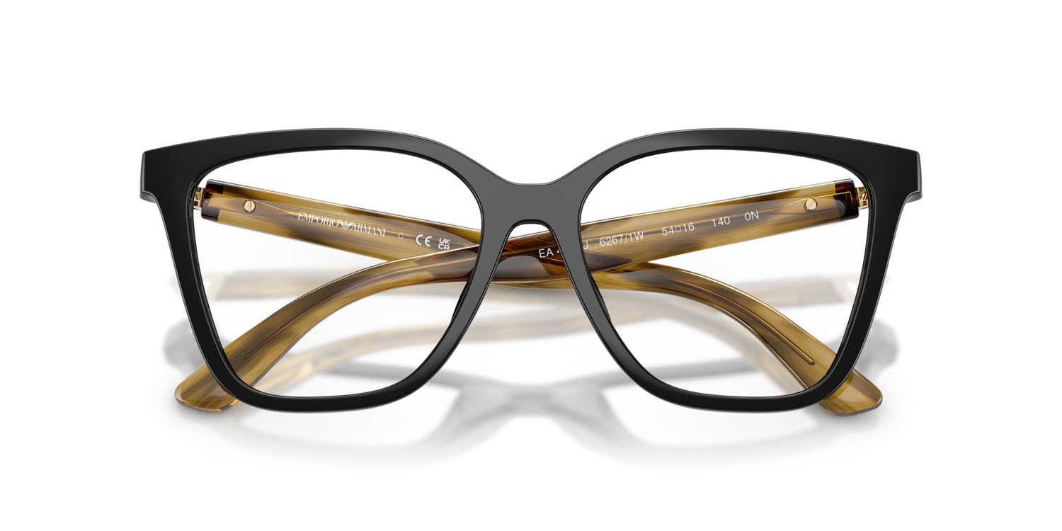 Sunglasses Emporio Armani EA 4254U (62671W) color nero lucido shape cat eye lenses trasparente