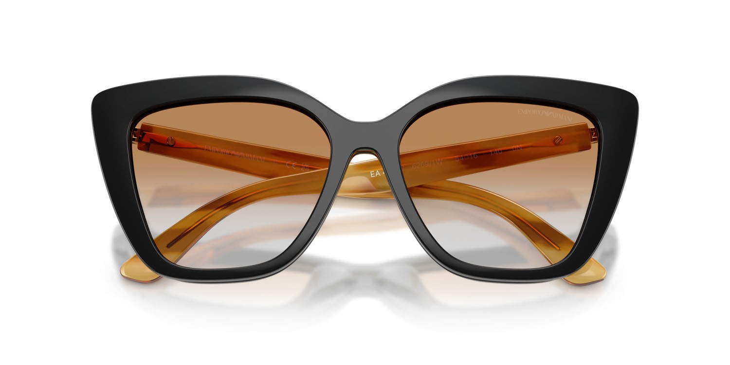 Sunglasses Emporio Armani EA 4254U (62691W) color nero lucido shape cat eye lenses trasparente