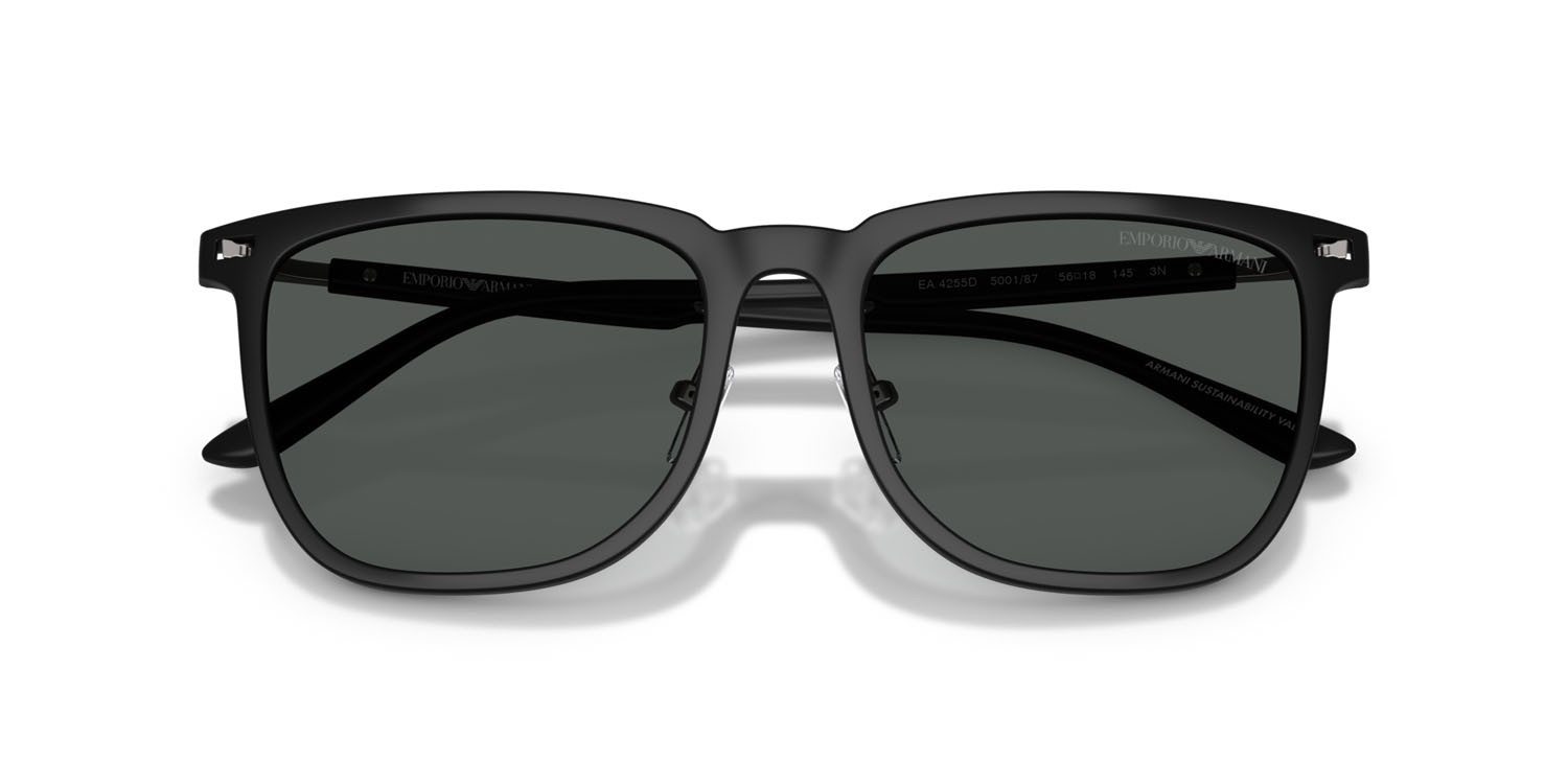 Sunglasses Emporio Armani EA 4255D (500187) color nero opaco shape irregular lenses grigio scuro