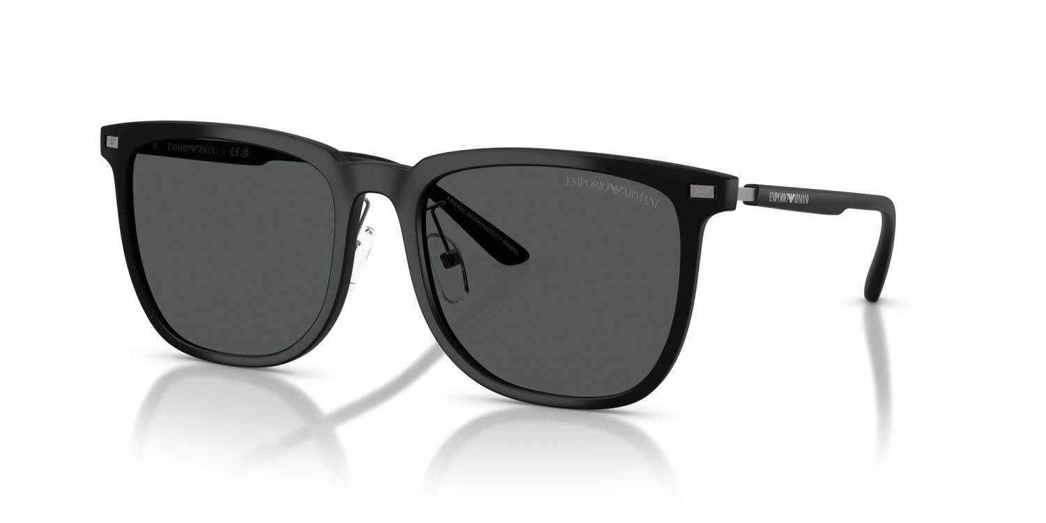 Sunglasses Emporio Armani EA 4255D (500187) color nero opaco shape irregular lenses grigio scuro