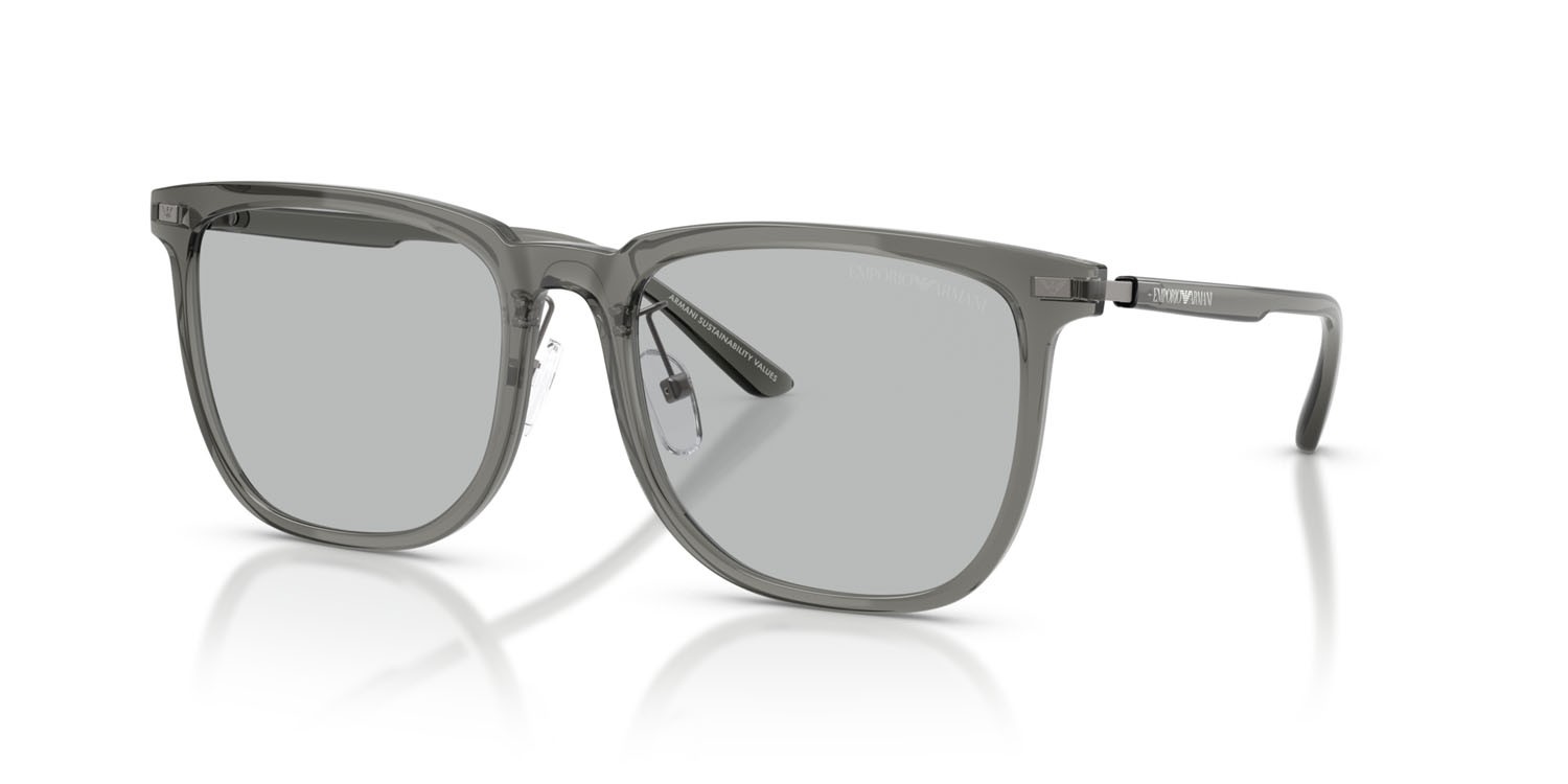 Sunglasses Emporio Armani EA 4255D (502987) color grigio trasparente lucido shape irregular lenses grigio chiaro