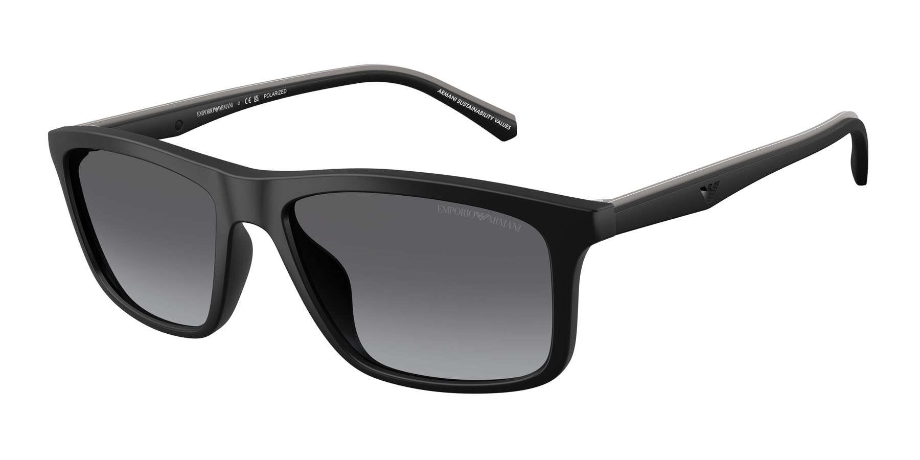 Occhiali da sole Emporio Armani EA 4257U (500181) colore nero opaco forma quadrato lenti polarized grigia sfumata