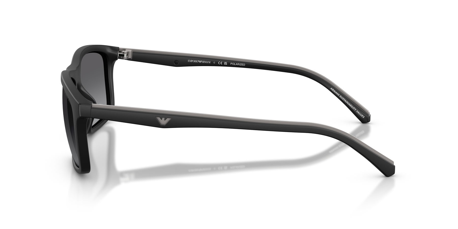 Occhiali da sole Emporio Armani EA 4257U (500181) colore nero opaco forma quadrato lenti polarized grigia sfumata
