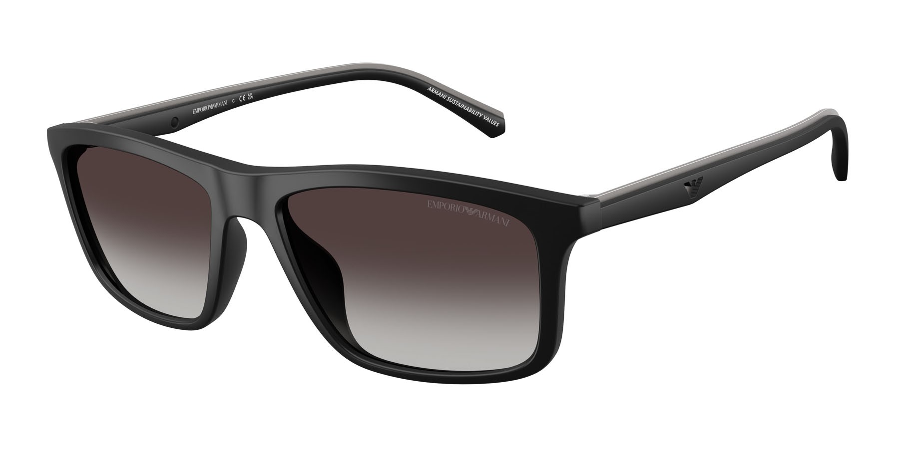 Occhiali da sole Emporio Armani EA 4257U (50018G) colore nero opaco forma quadrato lenti sfumato grigio