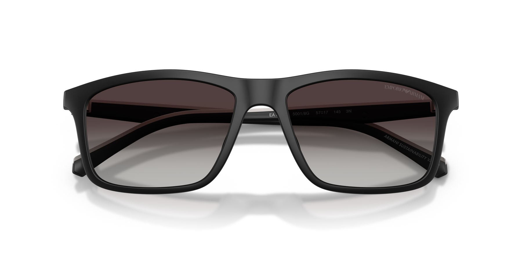Occhiali da sole Emporio Armani EA 4257U (50018G) colore nero opaco forma quadrato lenti sfumato grigio