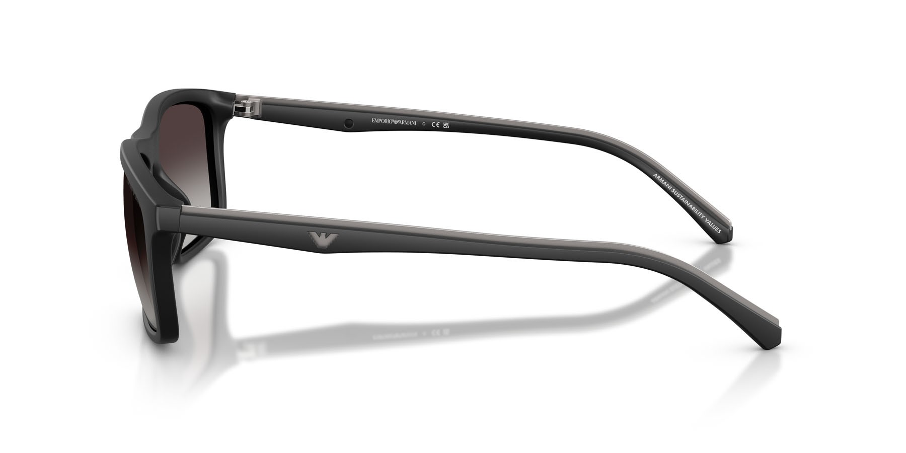 Occhiali da sole Emporio Armani EA 4257U (50018G) colore nero opaco forma quadrato lenti sfumato grigio