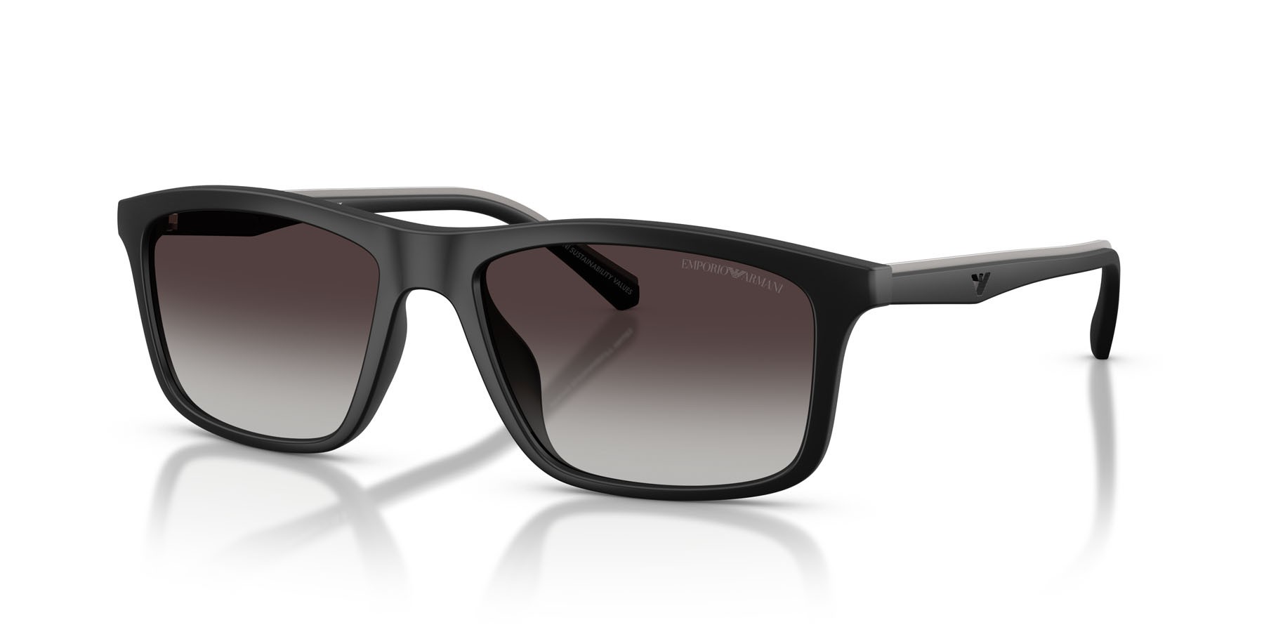 Occhiali da sole Emporio Armani EA 4257U (50018G) colore nero opaco forma quadrato lenti sfumato grigio