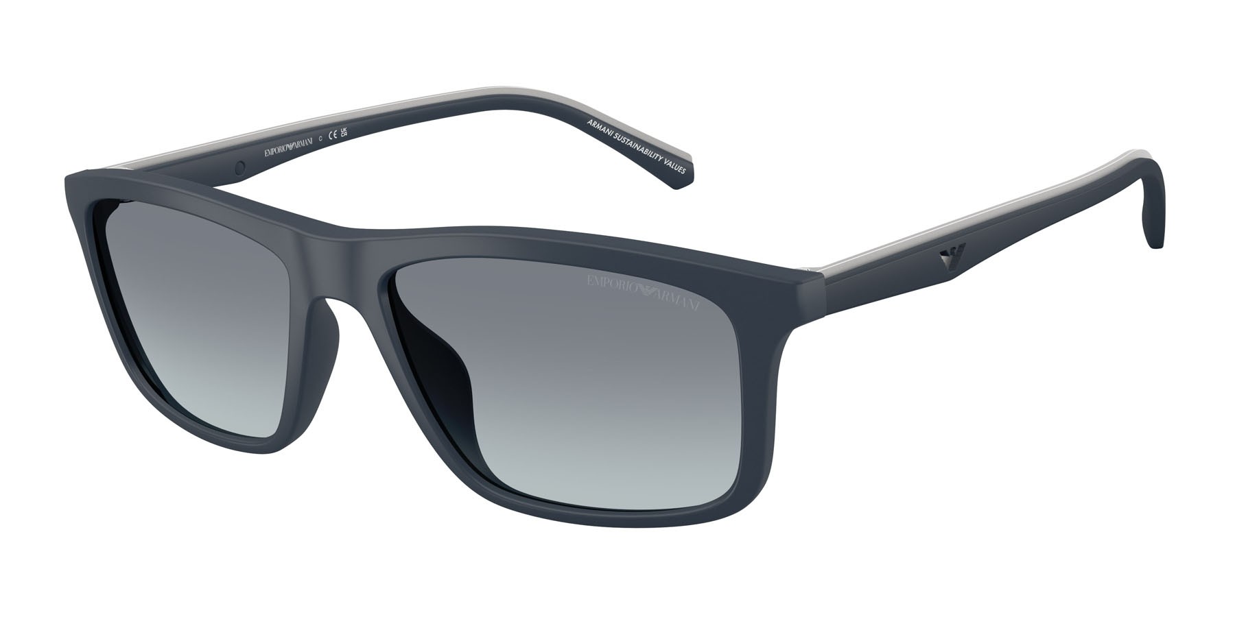 Occhiali da sole Emporio Armani EA 4257U (508819) colore blu opaco forma quadrato lenti blu sfumato