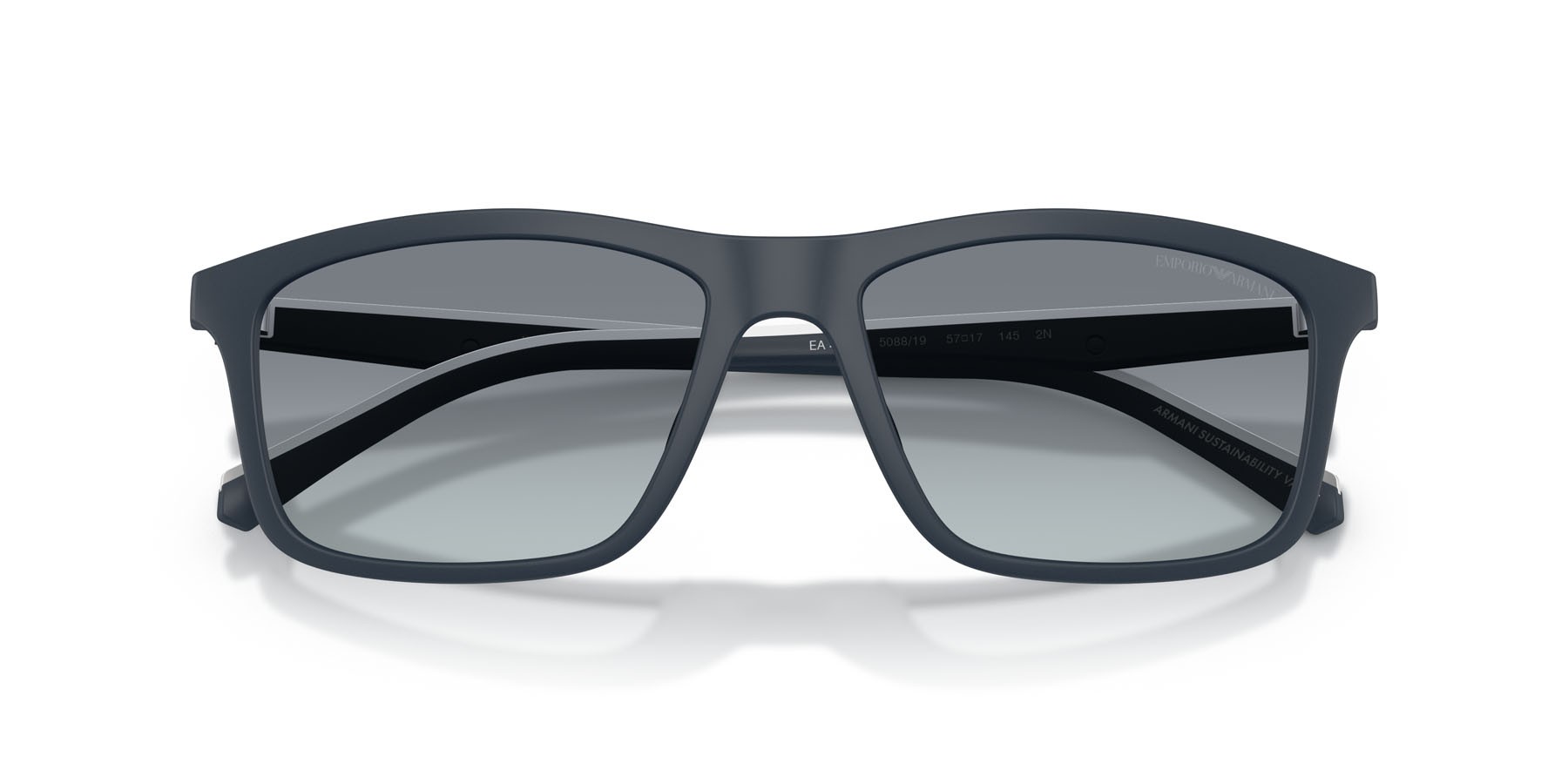 Occhiali da sole Emporio Armani EA 4257U (508819) colore blu opaco forma quadrato lenti blu sfumato