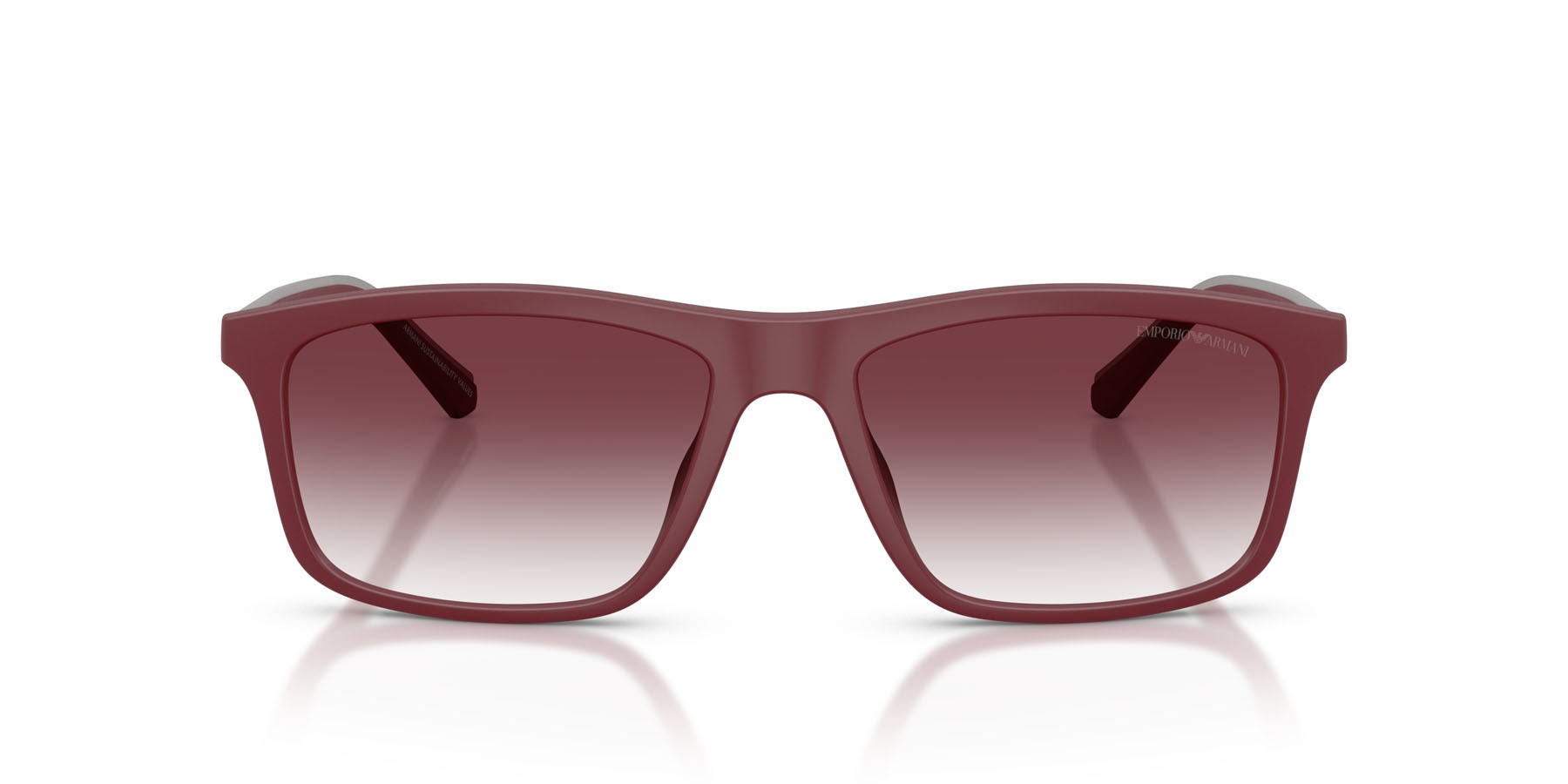 Occhiali da sole Emporio Armani EA 4257U (52618H) colore bordeaux opaco forma quadrato lenti trasparente sfumato viola scuro