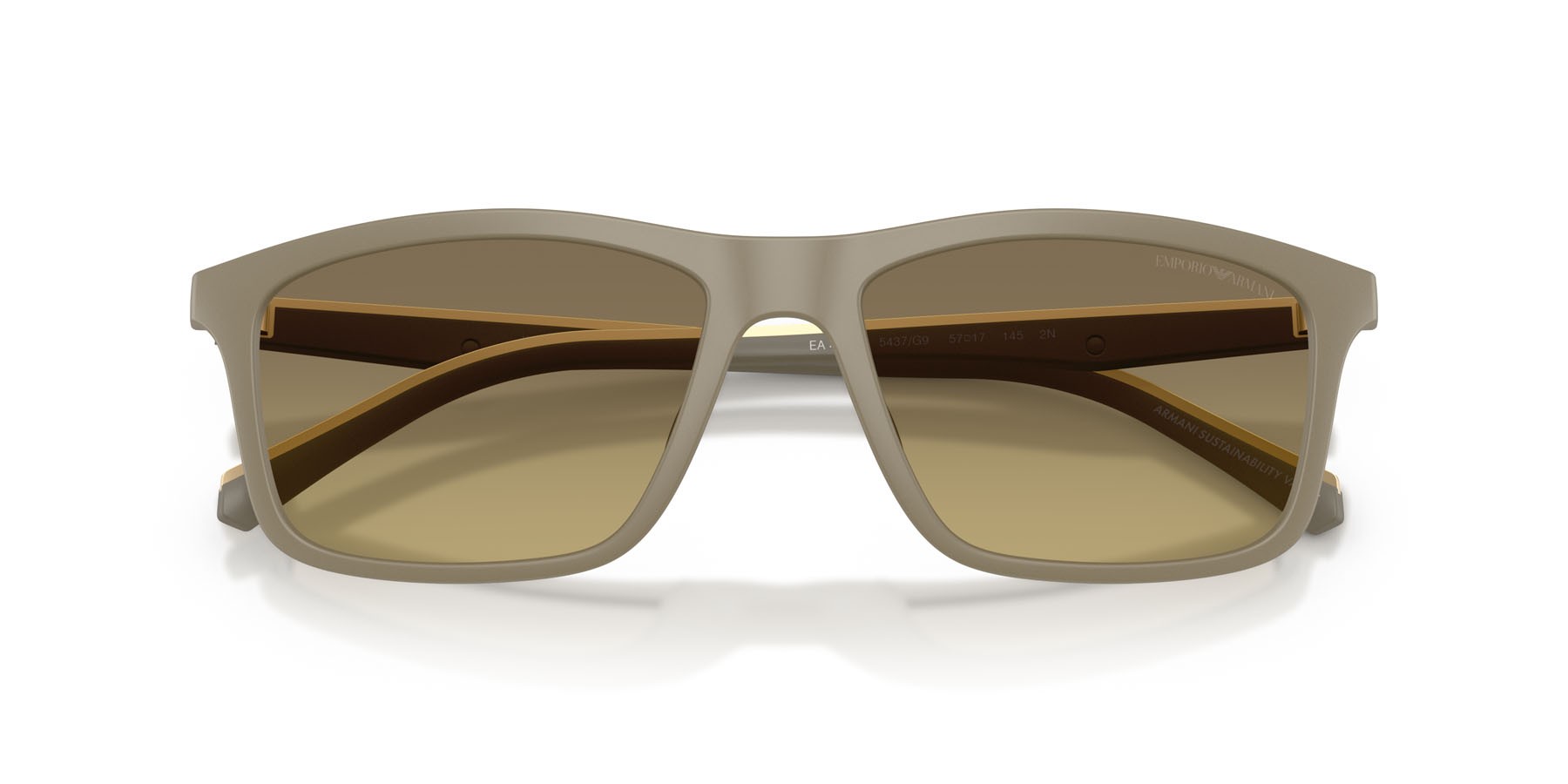 Occhiali da sole Emporio Armani EA 4257U (5437G9) colore beige opaco forma quadrato lenti marrone sfumato grigio