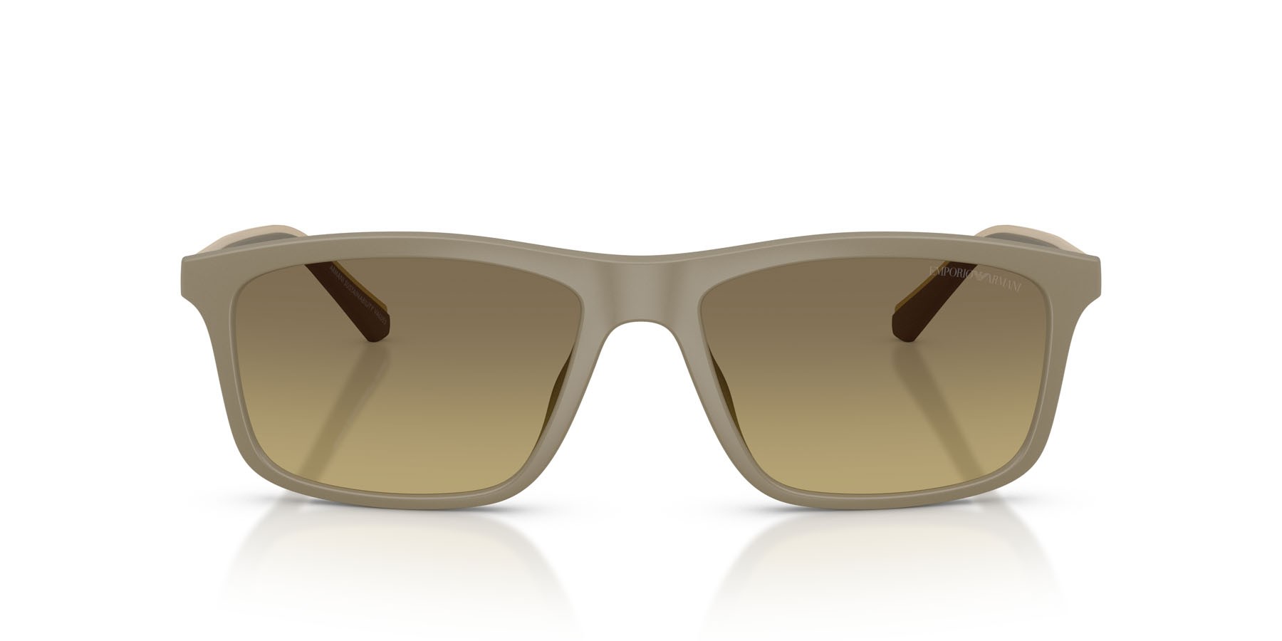 Occhiali da sole Emporio Armani EA 4257U (5437G9) colore beige opaco forma quadrato lenti marrone sfumato grigio