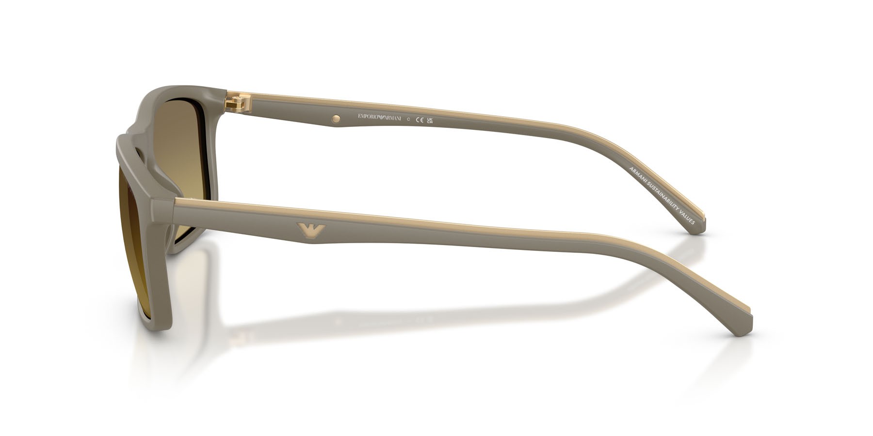 Occhiali da sole Emporio Armani EA 4257U (5437G9) colore beige opaco forma quadrato lenti marrone sfumato grigio