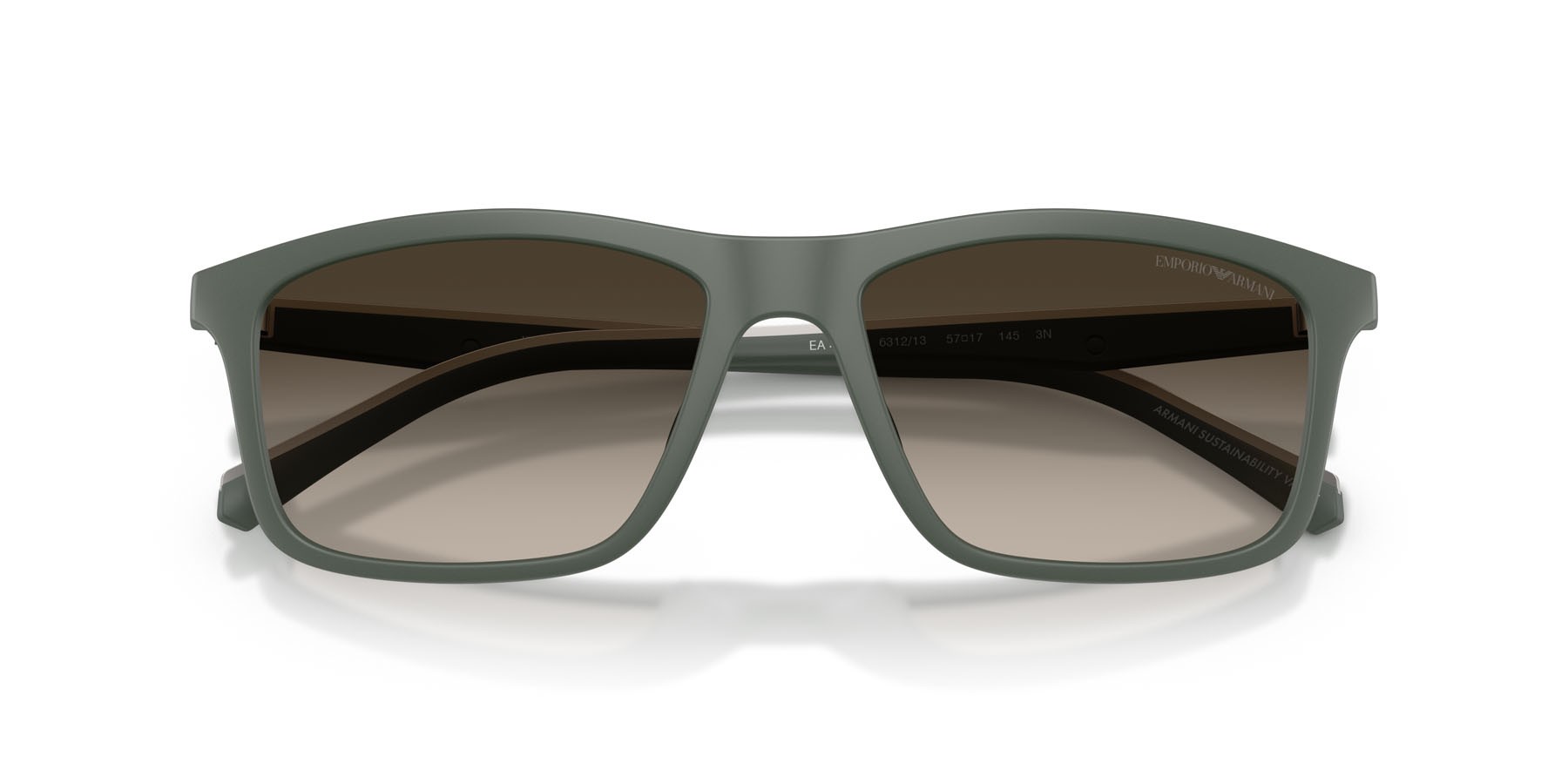 Occhiali da sole Emporio Armani EA 4257U (631213) colore verde opaco forma quadrato lenti marrone sfumato